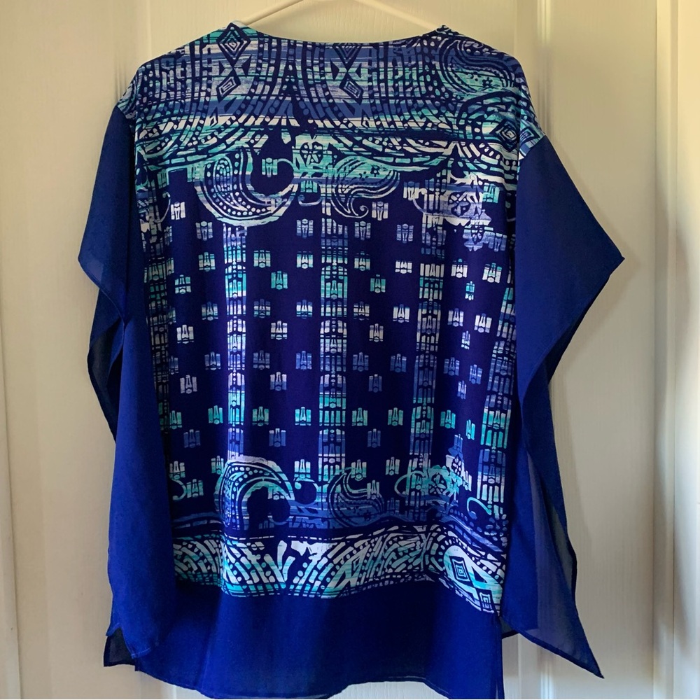 Chico’s easy wear royal blue top arms/sides like poncho - Picture 2 of 4